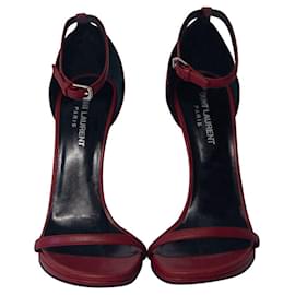 Saint Laurent-Saint Laurent Jane Ankle Strap Sandals in Red Leather-Red