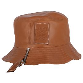 Chapéu Loewe Fisherman Bucket em couro de bezerro Nappa bege Marrom Bege