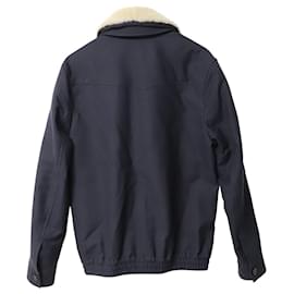 Autre Marque-a.P.C Shearling Collar Blouson Jacket in Navy Blue Wool-Navy blue