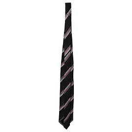 Ermenegildo Zegna Gravata Multicolor Listras em Seda Preta Preto