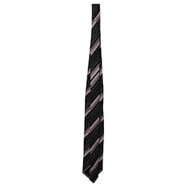Ermenegildo Zegna-Ermenegildo Zegna Multicolor Stripes Necktie in Black Silk-Black