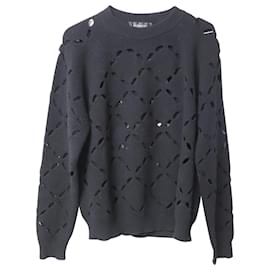 Versace Pullover mit Laserausschnitt aus schwarzer Wolle Schwarz