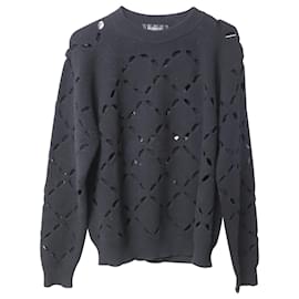 Versace-Versace Pullover mit Laserausschnitt aus schwarzer Wolle-Schwarz