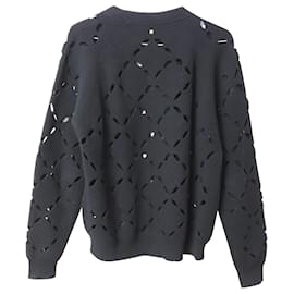 Versace-Versace Laser Cutout Sweater in Black Wool-Black