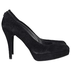 Stuart Weitzman-Zapatos de tacón con plataforma Stuart Weitzman en ante negro-Negro