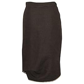 Vivienne Westwood-Falda de tubo a media pierna con microestampado de Vivienne Westwood en lino de algodón marrón-Otro
