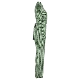 Diane Von Furstenberg-Diane Von Furstenberg Michele Wrap-Effect Jumpsuit in Green Print Silk-Other