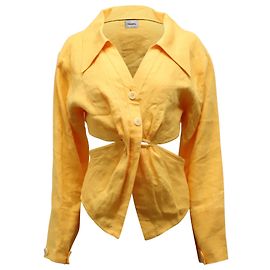 Nanushka Cut-Out-Hemd aus orangefarbenem Leinen Orange