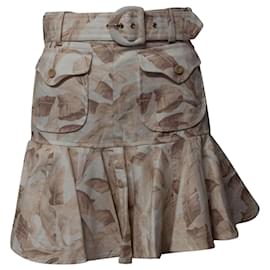 Zimmermann-Zimmermann Super Eight Safari Skirt in Beige Linen -Beige