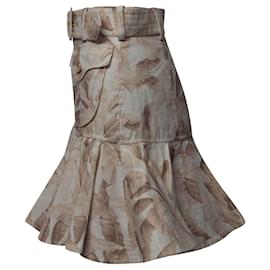 Zimmermann-Zimmermann Super Eight Safari Skirt in Beige Linen -Beige