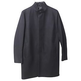 Theory Belvin Coat in Black Melton Wool Black