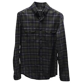 Tom Ford-Tom Ford Plaid Flannel Sport Shirt in Green Cotton-Other