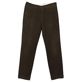 Brunello Cucinelli-Brunello Cucinelli Pantalones rectos de algodón marrón-Castaño