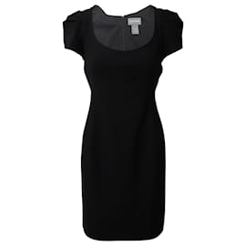 Zac Posen-Zac Posen Pleated Sleeve Mini Dress in Black  Lana Vergine-Black