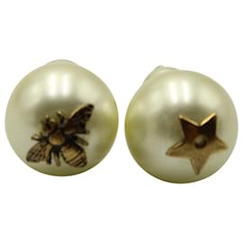 Christian Dior-Orecchini Christian Dior Tribales ape e stella in finta perla bianca-Bianco,Crudo