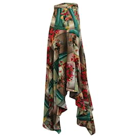 Stella Mc Cartney-Stella McCartney Floral Print Asymmetrical Midi Skirt in Multicolor Silk -Other