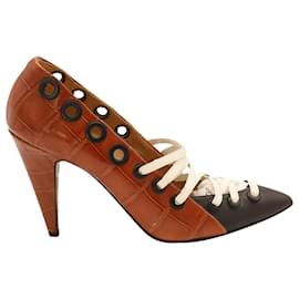 Balenciaga-Balenciaga Pumps with Shoe Laces in Brown Leather-Black