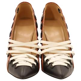 Balenciaga-Balenciaga Pumps with Shoe Laces in Brown Leather-Black
