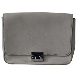 Bolsa Loeffler Randall Lock Flap com corrente de metal em couro cinza Cinza