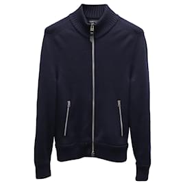 Tom Ford-Tom Ford Slim Fit Zip-Up Cardigan in Navy Blue-Blue,Navy blue