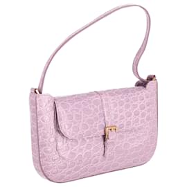 Autre Marque-By Far Miranda Croc Embossed Shoulder Bag in Lilac Leather -Purple