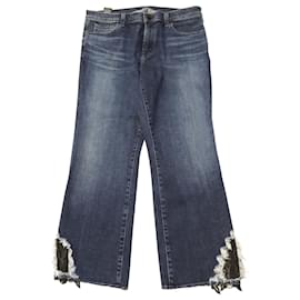 J Brand-J Brand Cropped-Jeans mit mittlerer Leibhöhe und Spitzensaum aus blauer Baumwolle-Blau