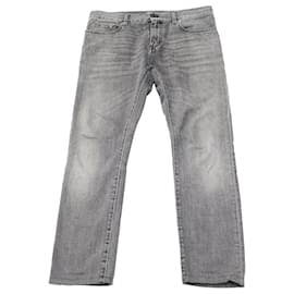 Saint Laurent-Jeans Saint Laurent Slim-Fit em jeans de algodão cinza-Cinza