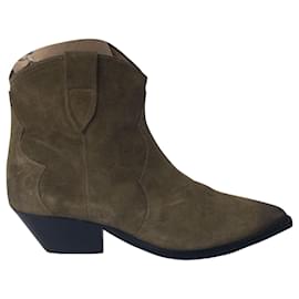 Isabel Marant-Isabel Marant Dewina Cowboy Boots in Olive Suede-Green