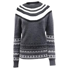 Neil Barrett-Neil Barrett Fair Isle Sweater in Grey Wool-Grey