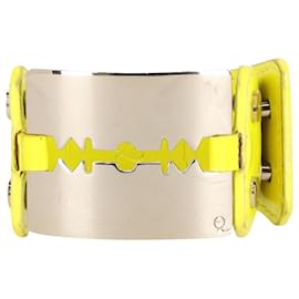 Alexander Mcqueen-Alexander McQueen Razor Blade Bracelet in Yellow Leather-Yellow