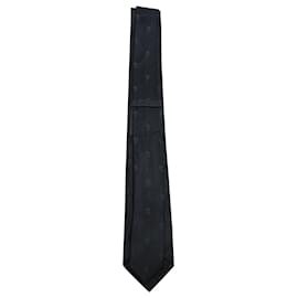 Alexander Mcqueen-Alexander McQueen Cravate à Motif Tête de Mort en Soie Imprimée Noire-Noir