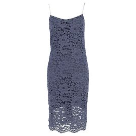 Iris & Ink Spitzen-Midikleid aus marineblauer Baumwolle Blau Marineblau