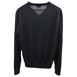 Tom Ford-Tom Ford V-neck Sweatshirt in Black Wool-Black