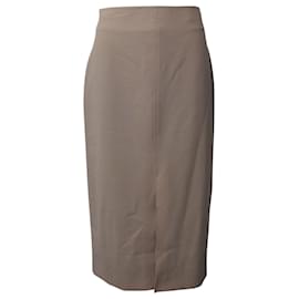 Marc by Marc Jacobs-Co Front Slit High Waist Pencil Skirt In Beige Stretch Wool -Beige