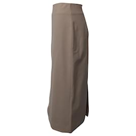 Marc by Marc Jacobs-Co Front Slit High Waist Pencil Skirt In Beige Stretch Wool -Brown,Beige