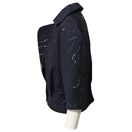Nina Ricci-Nina Ricci Jacquard Bolero Jacket in Navy Blue Cotton -Blue