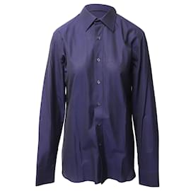 Camicia Prada a Righe in Cotone Blu Blu