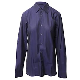 Prada-Prada Striped Shirt in Blue Cotton-Blue