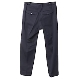 Dries Van Noten-Dries Van Noten Navy Slim Straight Cotton Tailored Trousers 34" IT54-Blue,Navy blue