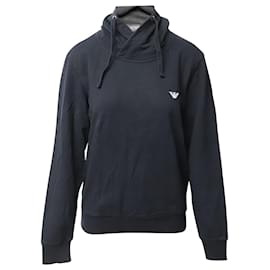 Emporio Armani-Emporio Armani Hoodie mit Adler-Logo aus schwarzer Baumwolle-Schwarz