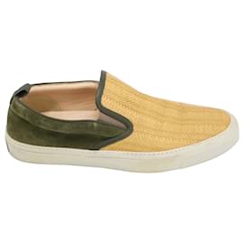 Gucci-Gucci Woven Slip-On Sneakers in Green Suede-Green
