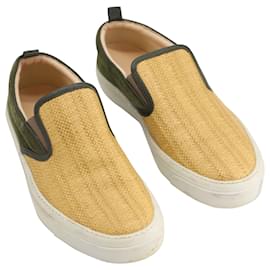 Gucci-Gucci Woven Slip-On Sneakers in Green Suede-Green