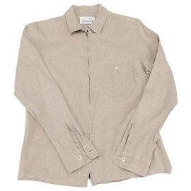 Maison Martin Margiela Zip-Up-Hemd aus beigem Baumwollleinen Beige