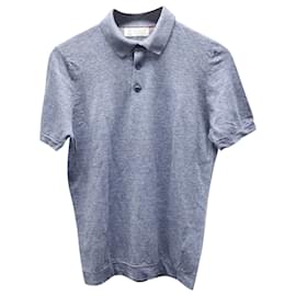 Brunello Cucinelli-Brunello Cucinelli Polo Shirt in Blue Cotton-Blue,Light blue