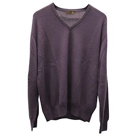Loro Piana Pullover mit V-Ausschnitt aus gelbem Kaschmir Lila