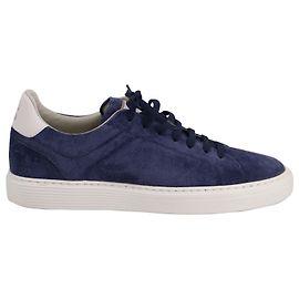 Sneakers Stringate Brunello Cucinelli in Camoscio Blu Navy Blu Blu navy