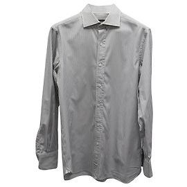 Camicia a maniche lunghe a righe Tom Ford in cotone grigio Grigio
