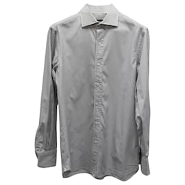 Tom Ford-Tom Ford Striped Long-Sleeve Shirt in Grey Cotton-Grey
