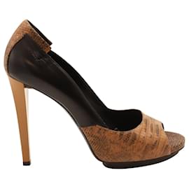 Balenciaga-Balenciaga Peep Toe Snakeskin Embossed High Heel Sandals in Multicolor Leather-Other