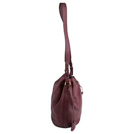 Alexander Mcqueen-Alexander Mcqueen Padlock Skull Bucket Bag in Burgundy Red Leather -Dark red